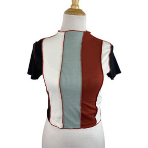 NEW Love J Colorblock Short Sleeve Top Size Small